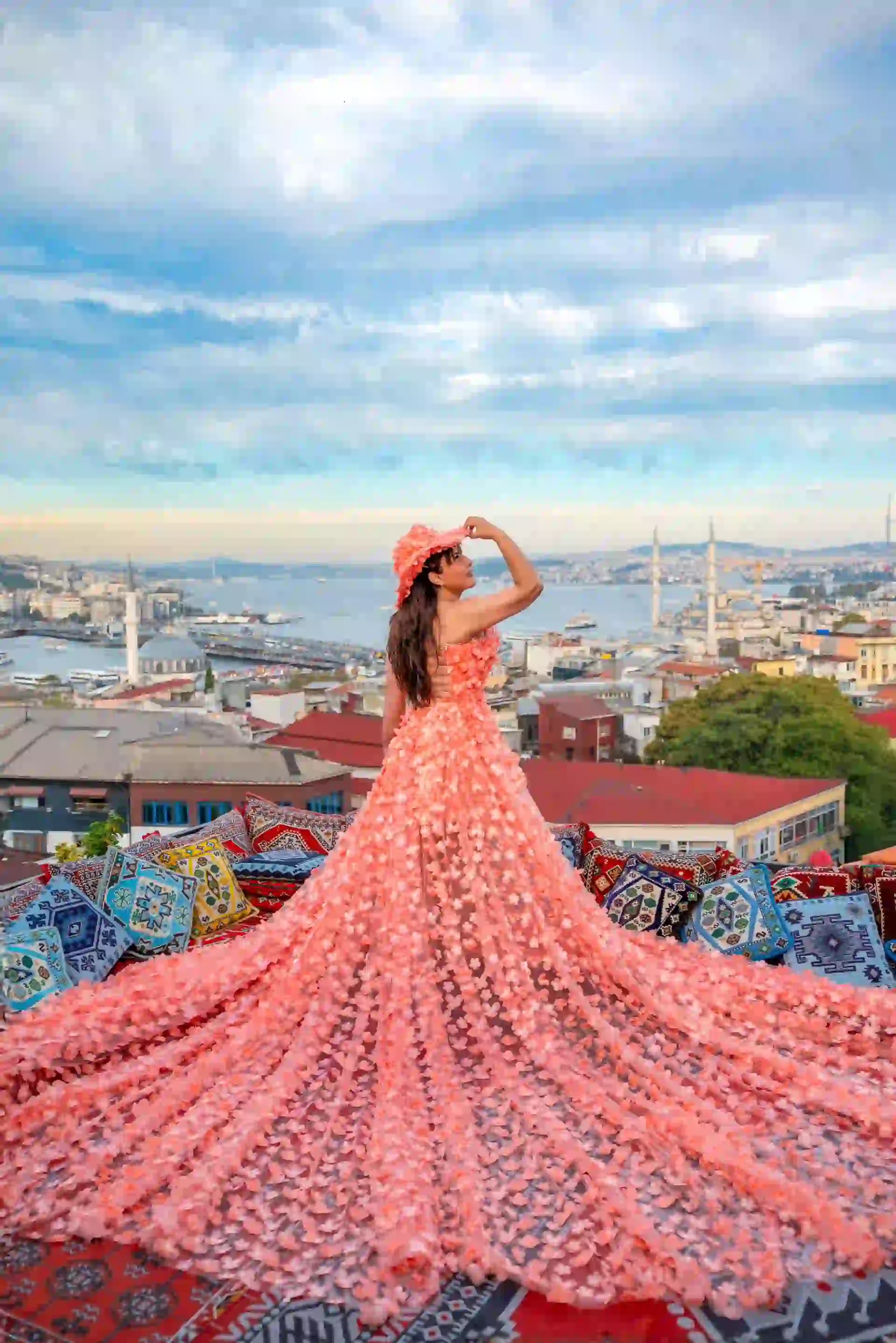 Flying Dress Rooftop Photoshoot