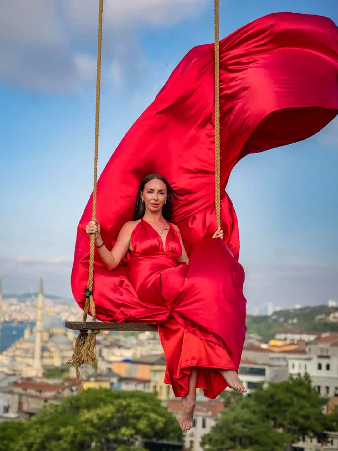 Iconic Rooftop & Flying Dress Swing Photoshoot in Istanbul